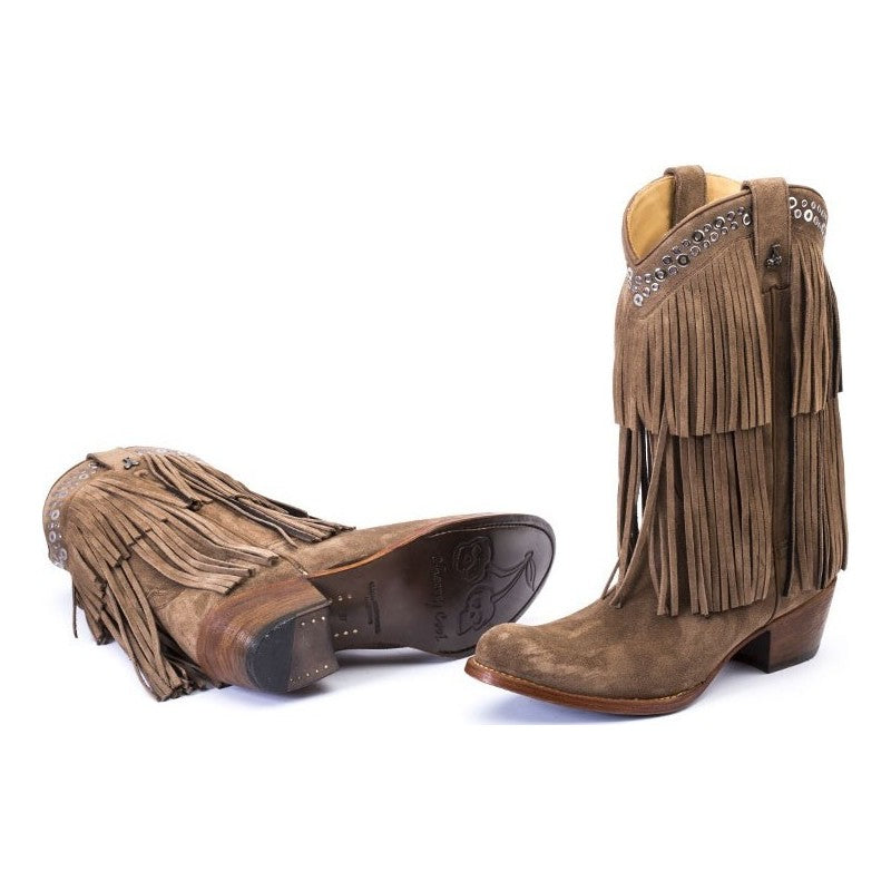 Bota marrón con flecos -Melisa-