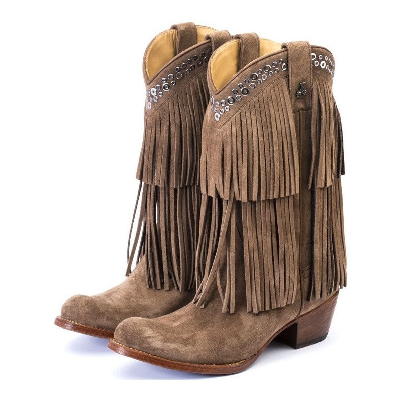 Bota marrón con flecos -Melisa-